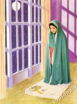 نقاشی دختری که داره نماز میخونه