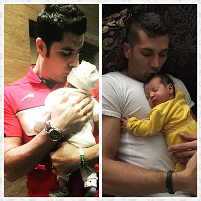 آرسام محمودی در آغوش پدرش