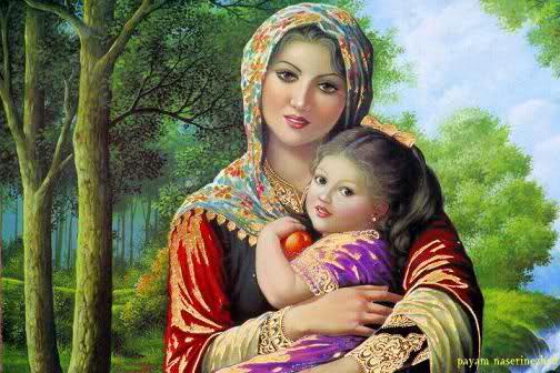 نقاشی هنری مادر و کودک